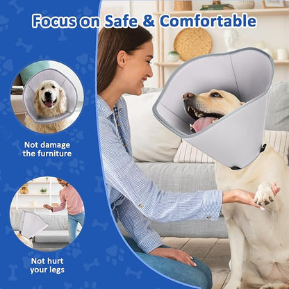 BARKLESS Dog Cone, Soft Cone for Dogs After Surgery to Stop Licking, Alternative to Recovery Collar for Large Breeds, Adjustable Elizabethan Collar for Neutering and Wound Care