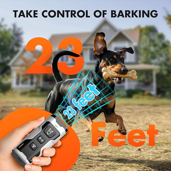 Dog Bark Deterrent Device, 3X Ultrasonic Anti Barking, 6 Training Modes 23 FT Range Barks No More Indoors Outdoors Behavior Correct Safe & Humane Rechargeable Compact Bark Control for Dogs