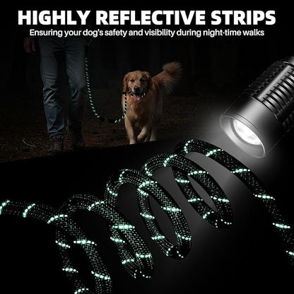 SlowTon Slip Lead for Dogs - Hands Free No Tangle Adjustable 4-6 FT 1/2” Rope, Heavy Duty Nylon Leash for Large Medium Dogs that Pull, No Pull Training Slip Leashes, 20-120lb, Green