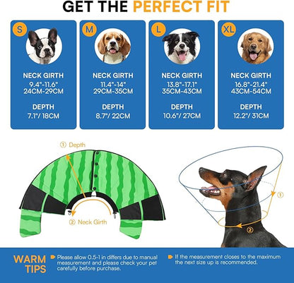 Queenmore Soft Cone for Dogs, Dog Cones for Large Dogs to Stop Licking, Dog Soft Cone, Elizabethan Collar for Pets, Alternative Pet Recovery Collar for Wound Healing, Watermelon L