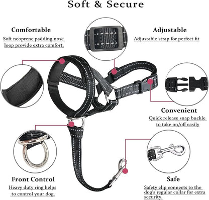 BARKLESS Dog Head Collar, No Pull Head Halter with Soft Padding, Reflective Soft Padded Snout Harness for Large Dogs, Labrador, Golden Retrievers, German Shepherd