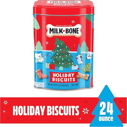 Milk-Bone Limited Edition Holiday Dog Treats, Small Biscuits, 24 Ounce Reusable Tin