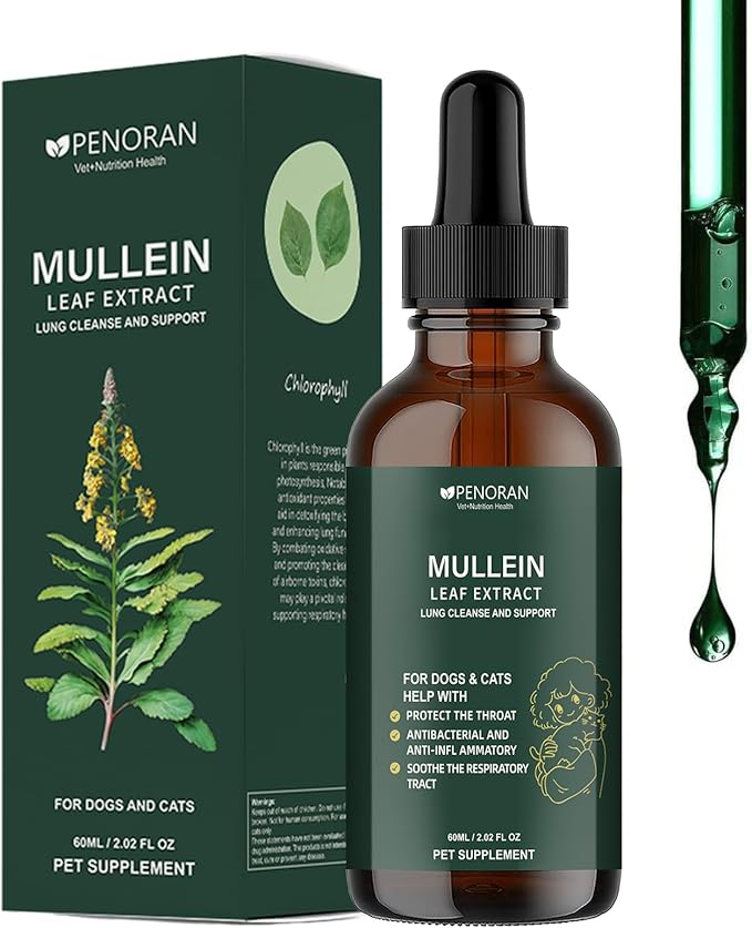 Pet Mullein Lung & Cough Drops for Dogs & Cats, Cough, Hoarseness, Easy Breathing, Lung Cleanse and Support, Better Lungs, Soothes Throat Discomfort - ﻿100% Natural and Efficient ﻿ ﻿ ﻿