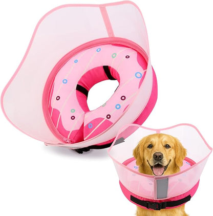 Soft Dog Cone Collar, Inflatable Cones Alternative After Surgery for Large/Medium/Small Dogs to Stop Licking, Elizabethan Neck Ecollars of Shame with Anti-Lick Shield, XL Comfy Pillow Recovery