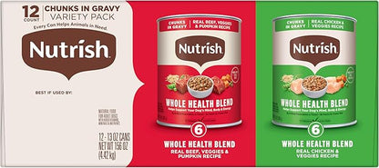 Nutrish Whole Health Blend Chunks in Gravy Variety Pack Wet Dog Food,13 oz. Can,(Rachael Ray),(Pack of 24)