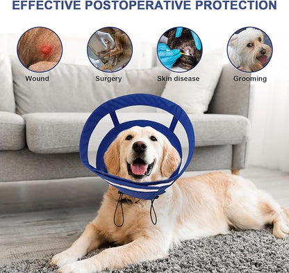 ASENKU Dog Cone Collar, Soft Adjustable Cone for Dogs to Stop Licking, Lightweight Recovery Dog Cone After Surgery, Pet E-Collar for Small, Medium & Large Dogs(Blue, S)