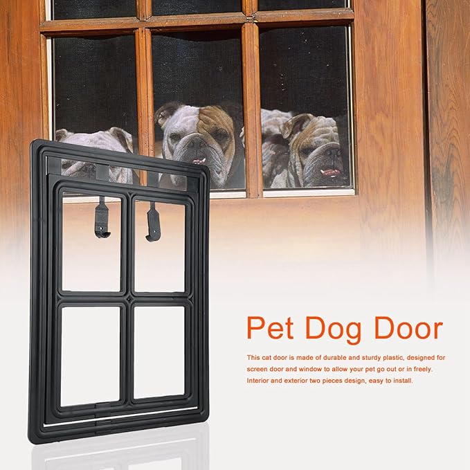 Pet Door, Sturdy Doggie Pet Door, Doggy Doggie Door, Screen Window Gate, Interior and Exterior Doors for Pet Lovers (XL Field Style)