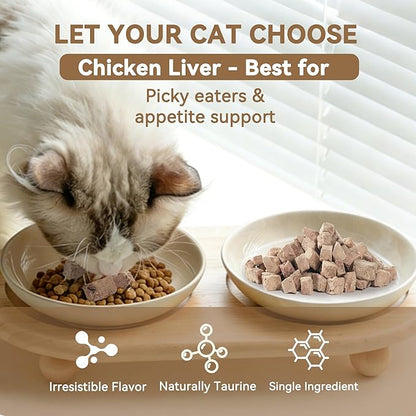 Freeze-Dried Chicken Livers Cat Treats 2oz – Single Ingredient, Grain-Free, Gluten-Free, Filler-Free Freeze Dried Food Toppers