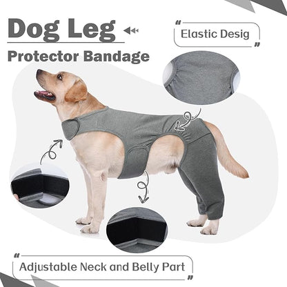 ROZKITCH Dog Surgery Suit for Rear Right Left Leg, Pet Prevent Licking Wound Elbow Protector, Dog Leg Wound Protector for Sprain ACL CCL Arthritis Joint Care Grey 3XL