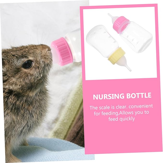 2pcs Kitten Nursing Bottles Soft Easy to Squeeze Pet Feeder for Kittens and Puppies Durable Milk Bottles for Newborns Reusable and Convenient Feeding Yellow Pink