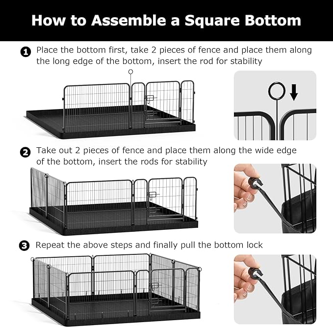 PJYuCien Dog Playpen Bottom Pad - Stabilize the Dog Play Pen, Easy to Clean and Waterproof, Fits Most 8 Panels 32 Inch Width Metal Dog Fence Square 64”x64 Dog Playpen(Only Bottom Pad, No Playpen)
