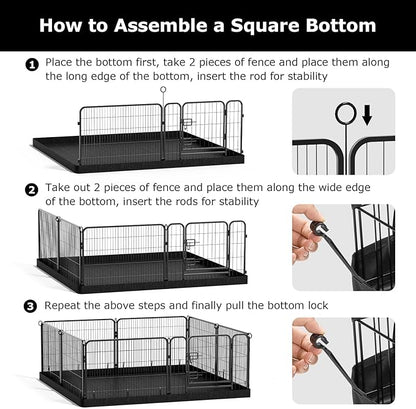 PJYuCien Dog Playpen Bottom Pad - Stabilize the Dog Play Pen, Easy to Clean and Waterproof, Fits Most 8 Panels 32 Inch Width Metal Dog Fence Square 64”x64 Dog Playpen(Only Bottom Pad, No Playpen)
