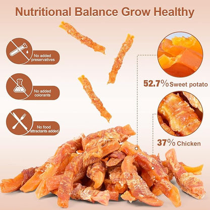 Soft Dog Treats Chicken Sweet Potato Sticks Puppy Easy to Digest Training Snacks Chicken Wrapped Sweet Potato 1lb/454g