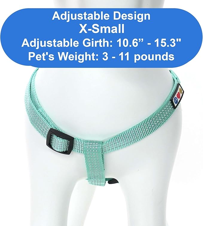 Pawtitas Reflective Step-in Dog Harness – Adjustable No-Pull Vest for Puppies to Seniors, Safe & Comfortable, XS Teal