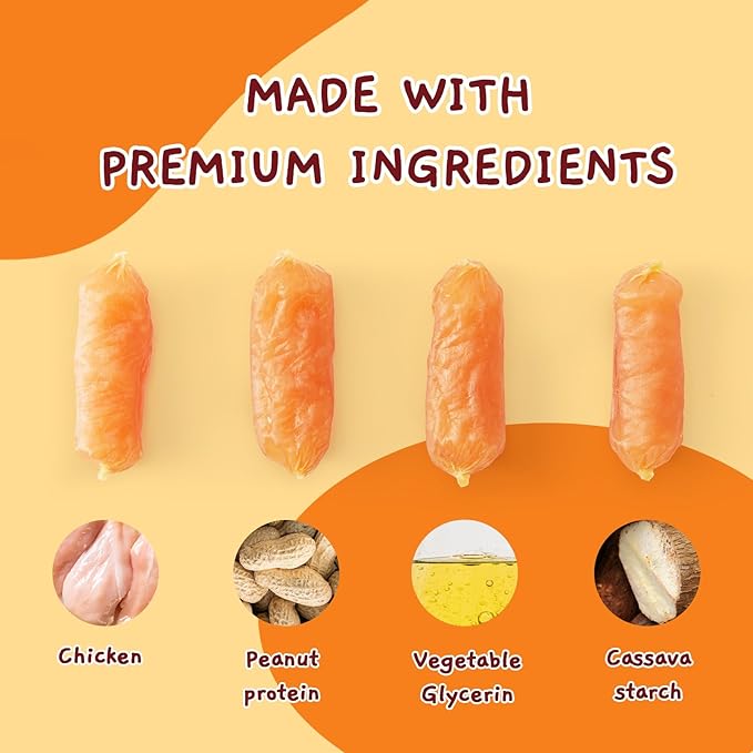 Jungle Calling Soft Chicken Sausage Dog Treats, Slow Roasted Tender Chicken Jerky for Small & Medium Dogs, Grain-Free High Protein Dog Training Treats, Easy to Chew, 10.6 oz