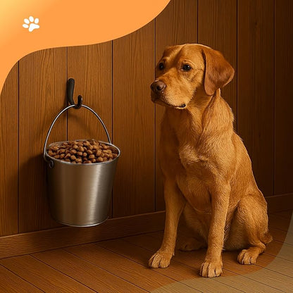 1 Quart Heavy Duty Stainless Steel Flat Side Bucket | Durable Food & Water Pail for Dogs, Cats, Kennels, Cages and Critter Crates | Multi-Purpose Bucket