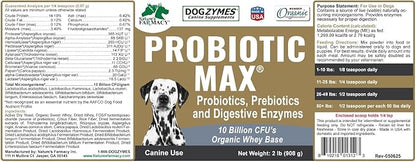 Dogzymes Probiotic Max -10 Billion CFU's Probiotics, Prebiotics, Digestive Enzymes (2 Pound)