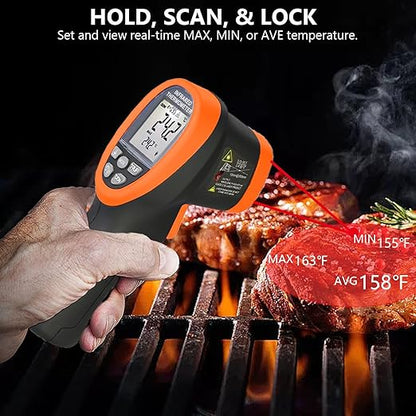 HOLDPEAK Pyrometer D:S=30:1, High Temp Infrared Thermometer -58℉~2732℉, Non-Contact Industrial Laser Thermometer Gun, Digital IR Temperature Gauge HP-2732 (NOT for Human)