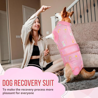 Lukovee Recovery Suit for Dogs, Zipper On Recovery Suit for Female Male Dog, Onesie Abdominal Wounds Cone E-Collar Alternative Prevent Licking Spay Recovery Suit (M, 2PI)