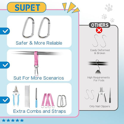 Supet Dog Grooming Hammock Harness for Dogs Cats, Relaxation Pet Nail Clipper Hammock, Restraint Dog & Medium Animal Leashes Sling for Groomingk for Nail Trimming (Blue-Love, M)