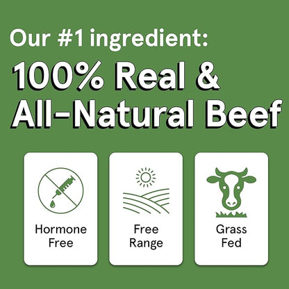 Real Meat Dog Treats - Two 12oz Bag of Bite-Sized Air-Dried Beef Jerky for Dogs - Grain-Free Jerky Treats with 95% Free-Range, Grass Fed Beef - All-Natural High Protein Treats