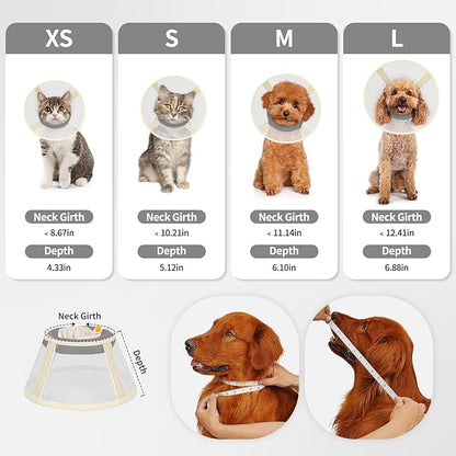 Soft Dog Cone Collar to Stop Licking-Adjustable Comfortable Mesh Recovery Collars After Surgery for Small or Miniature Dogs, Alternative to Plastic Elizabethan Collar for Neuter Incision Care (Grey,L)