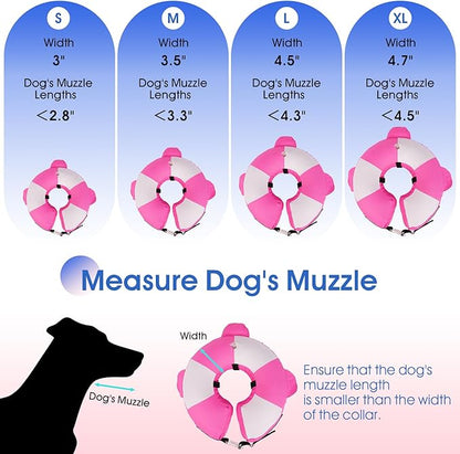 Inflatable Dog Cone Collar Alternative After Surgery,Comfortable Anti-Licking & Biting Recovery Donut Collar,Lightweight Waterproof Easy to Clean (Pink,Small)
