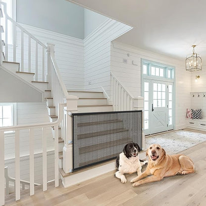 Dog Gate Indoor Pet Gates for Stairs: Dogs Screen Mesh Gate for The House Magic Gate for Kitchen Doorways Hallway Stairways Safety Porch Yard 30 inch Tall, 65 inch Wide