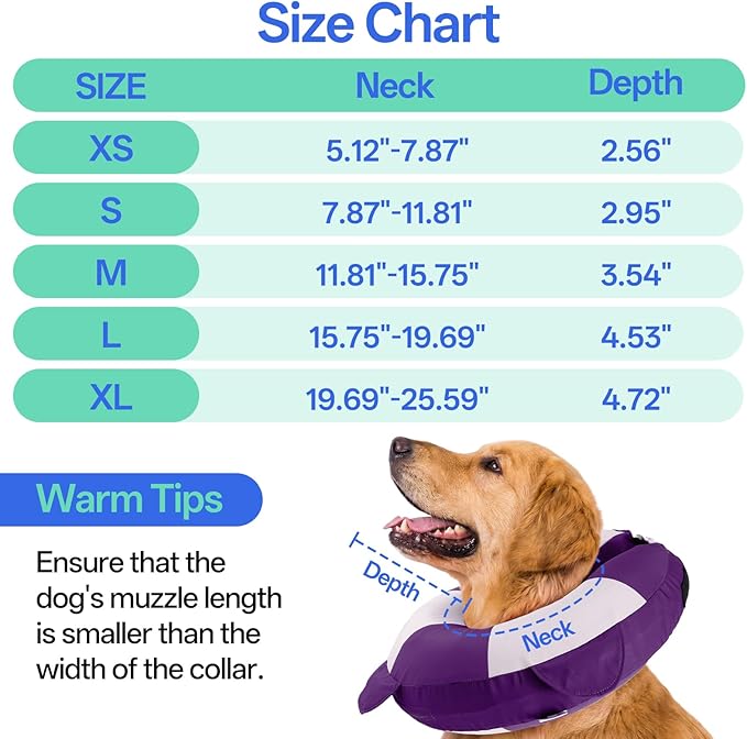 MIGOHI Soft Inflatable Dog Cone Collar,Adjustable Recovery Donut Collar for Dogs After Spay Surgery - Comfortable E-Collar for Small Dogs Puppies to Stop Licking Wounds (XS,Purple)