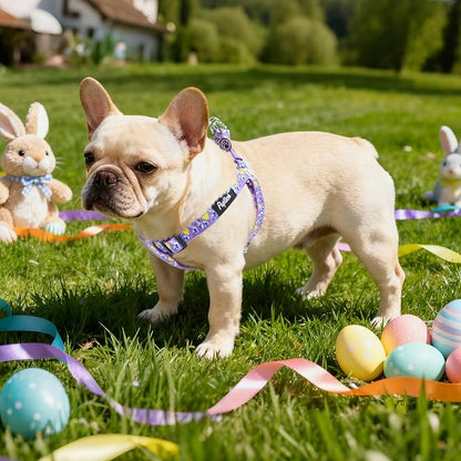 PUPTECK No Pull Easter Dog Harness Soft Adjustable Basic Nylon Step in Puppy Vest Outdoor Walking with ID Tag, Light Purple M