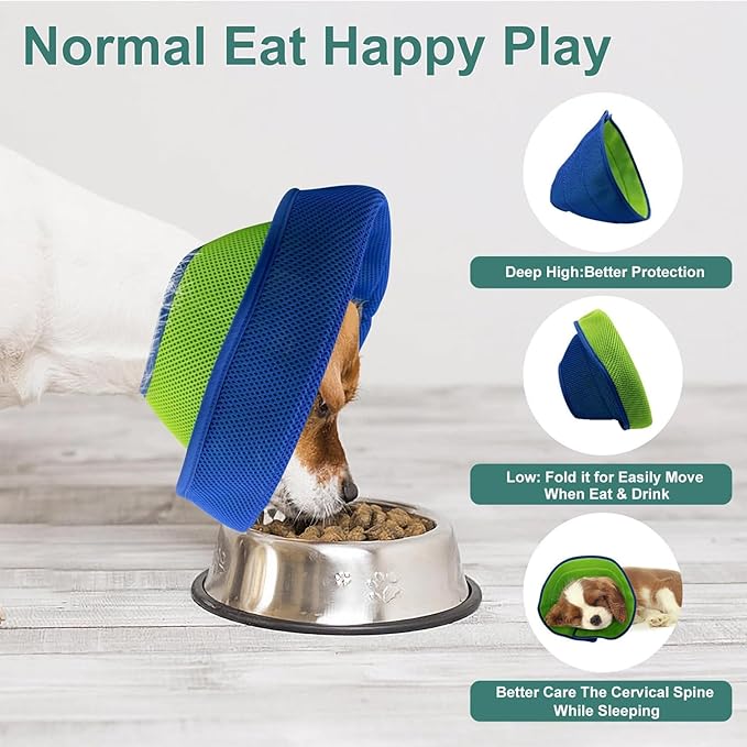 Soft Dog Cone Recovery Collars & Cones After Surgery for Small,Medium Large Dogs,Adjustable Breathable Dog Cone Collar,Protect Pets from Licking Wounds,Soft and Comfortable, Reduce Anxiety (Blue, L)