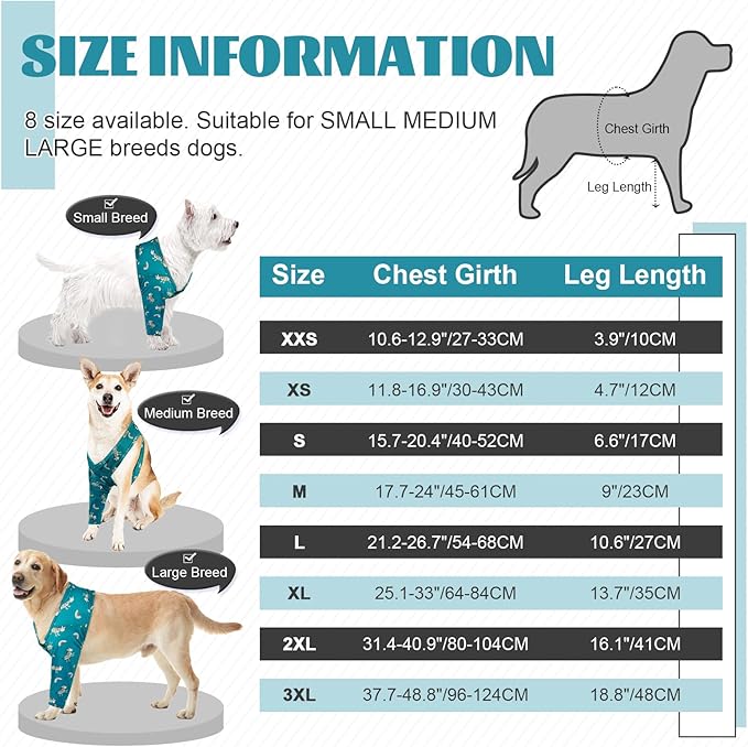 ROZKITCH Dog Leg Protector for Front Right Left Leg, Pet Prevent Licking Wound Elbow Knee Protector, Dog Recovery Suit Cone Collar Alternative for Sprain ACL CCL Arthritis Joint Care Zebra XXS