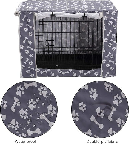 Pethiy Dog Crate Cover Durable Polyester Pet Kennel Cover Universal Fit for Wire Dog Crate - Fits Most 36 inch Dog Crates - Cover only-Sky Gray-36