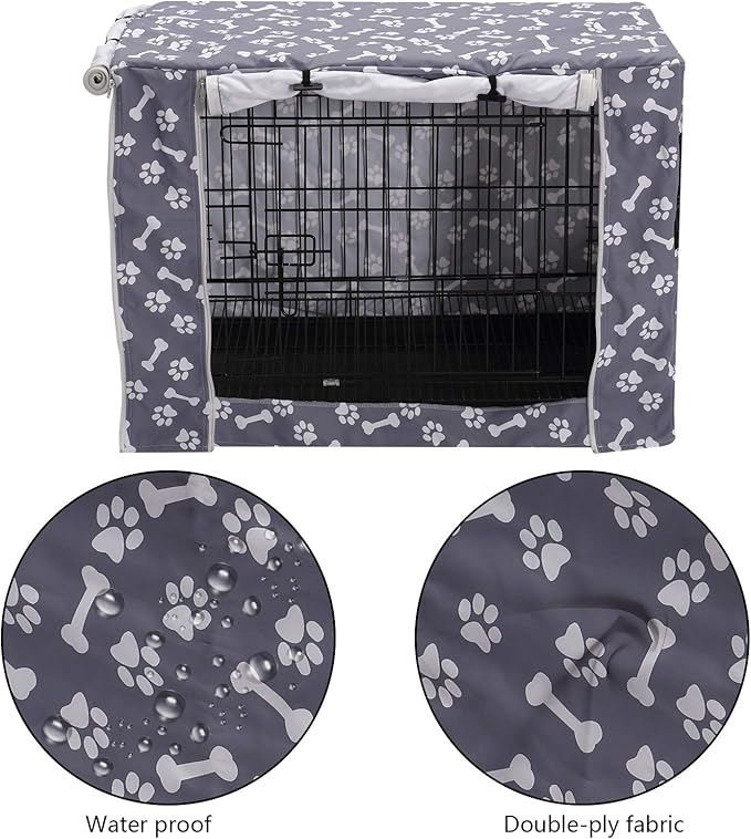 Pethiy Dog Crate Cover Durable Polyester Pet Kennel Cover Universal Fit for Wire Dog Crate - Fits Most 30 inch Dog Crates - Cover only-Sky Gray-30