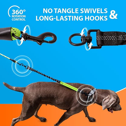 SparklyPets - Heavy Duty Bungee Rope Leash for Large and Medium Dogs - No Pull, Shock Absorber Long Dog Training Lead - No Slip Reflective Line for Outside (5.5 Ft Bungee Leash)