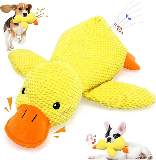 Calming Duck Toy for Dogs, 2026 New Interactive Crinkle Toy with Quack Sound for Dogs Teeth, Soft Stuffed Plush Mellow Calming Duck Pillow for Puppy Keep Busy -Yellow, 9.8"x8.6"(S)