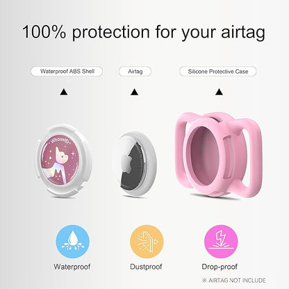 Waterproof Airtag Dog Collar Holder, Silicone & ABS Airtag Holder for Dog & Cat Collars, Ultra-Durable, Lightweight and Protective Airtag Case (Pink-1, Regular)