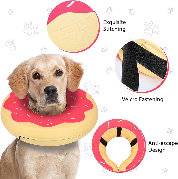MIDOG Inflatable Dog Cone Alternative for After Surgery - Soft Protective Donut Collar Prevents Licking & Allows Eating, Comfortable Recovery E-Collar Alternative for Small Medium Large Dogs (Red,L)