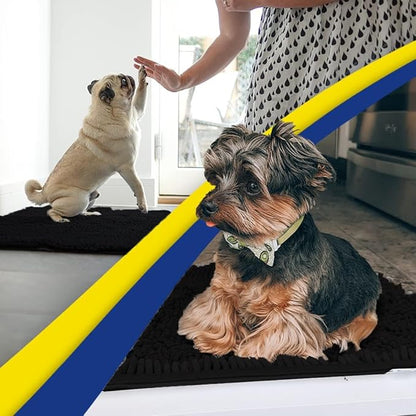 Muddy Mat® | Super Absorbent Door Mat Indoor, Microfiber Quick Dry Chenille Entryway Rug, Non-Slip Front Door Mat, Indoor Mats for Entryway, Machine Washable Pet Rug, Black 30"x19"
