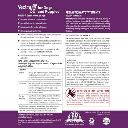 Vectra 3D for Dogs Flea, Tick & Mosquito Treatment & Prevention for Extra Small Dogs (5-10 lbs), 3 month supply