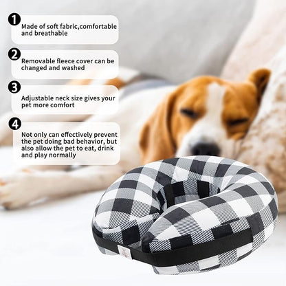 CuteBone Inflatable Dog Neck Donut with Removable Soft Fleece Covers for Small/Medium/Large Dogs and Cats After Surgery GWB03XL