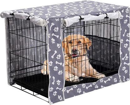 Pethiy Dog Crate Cover Durable Polyester Pet Kennel Cover Universal Fit for Wire Dog Crate - Fits Most 48 inch Dog Crates - Cover only-Sky Gray-48