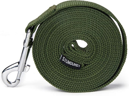 Strong Durable Nylon Dog Training Leash, 1 Inch Wide Traction Rope, 6 ft 10ft 15ft Long, for Small and Medium Dog (Military Green, 15 Feet)