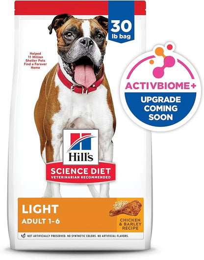 Hill's Science Diet Adult 1-6 Light Dry Dog Food, Chicken Meal & Barley, 30 lb. Bag