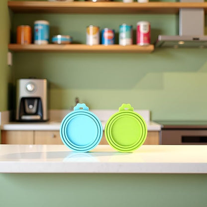 Jowxsx 2 Pcs Multicolored Pet Food Can Cover Silicone Can Lids for Dog and Cat Food Universal Size Feeding and Watering Supplies