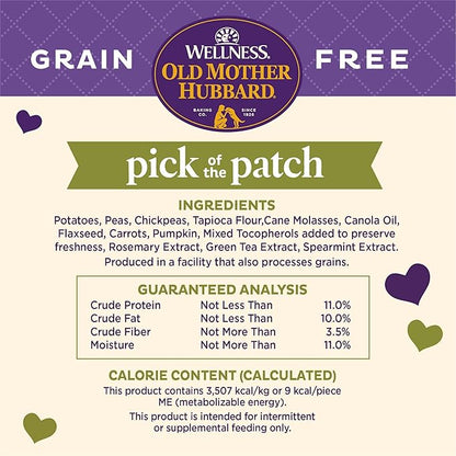 Wellness Old Mother Hubbard Classic Grain Free Pick of the Patch Dog Biscuits, Natural Training Treats, Pumpkin and Carrot Flavor, Mini Size. 16 oz Bag