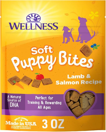 Wellness Puppy Treats, Natural, Training Treat, Grain Free, Soft Lamb & Salmon (3 Ounce Bag)