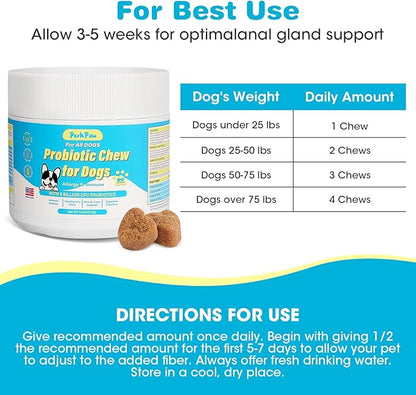 Probiotics for Dogs, Dog Probiotics for Diarrhea & Bowel Support, Digestive Enzymes Promotes Gut Health, Immunity Health & Itch Relief, Prebiotics and Probiotics (Chicken)