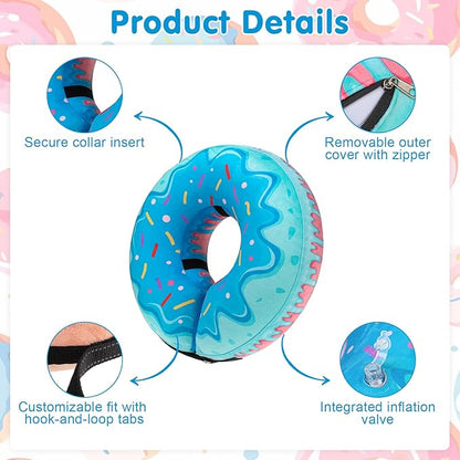 BEAUTYZOO Dog Cone Alternative After Surgery for Large Medium Small Dogs, Soft Inflatable Cone Collar for Dogs Cats, Pet Neck Donut E Collar Dog Recovery Collars to Stop Licking, Blue Donut, L