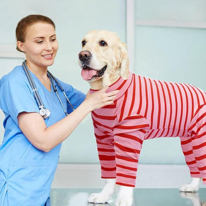 Kuoser Recovery Suit for Medium Dogs After Surgery, Long Sleeve Dog Surgery Recovery Suit, Dog Onesie for Abdominal Wounds Skin Disease, Red L